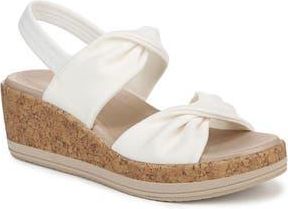 Life Stride Riley Slingback Wedge - Wide Width Available in White Fabric at Nordstrom Rack, Size 6.5