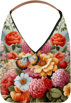Generic Floral Background with Butterfly (7) Reusable Lightweight Grocery Bags - Foldable Into Compact Pouch, Washable & Sturdy, Multipurpose for Shopping and