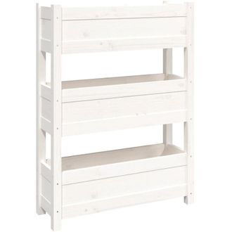 vidaXL Vidaxl - Jardinera De Madera Maciza De Pino Blanco 77x25x104,5 Cm