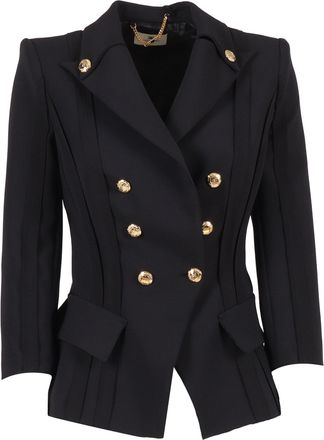 Elisabetta Franchi Structured Double Breasted Shoulder Blazer