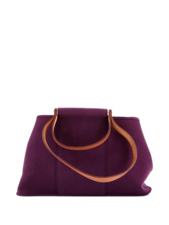 Herm&egrave;s Cabag Elan Toile and Leather 39 tote bag - Viola