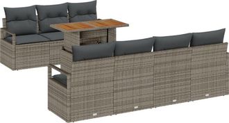 vidaXL Garden Sofa Set with Storage 8 pcs Grey Poly rattan Vidaxl