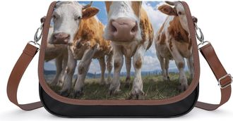 Generic Funny Cows Womens Crossbody Bag Fashion Shoulder Handbags Message Tote Bag with Adjustable Strap