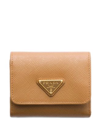 Prada triangle-logo saffiano leather wallet - Neutrals