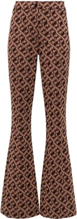 Diane Von F&uuml;rstenberg Greg high-waist flared trousers - women - Cotton/Wool/Polyester/Viscose - 6 - Brown