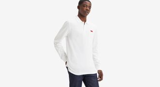 Levi's Long Sleeve Slim Housemark Polo - Mens - XS - White