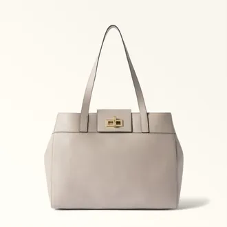 Furla Amelia Borsa Shopping L Cachemire Gray Grigio Pelle Pieno Fiore Diamond Donna
