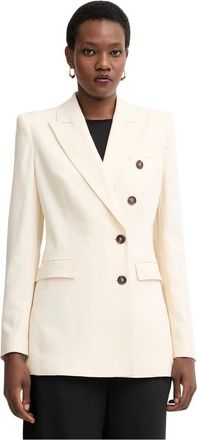 Pinko Dubbelrijige Blazer - Dames - Blazers - Beige - XS - Polyester - Jassen