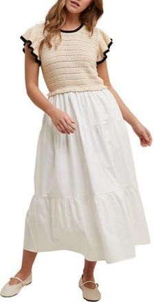 Wishlist Mixed Media Midi Dress in Taupe/White at Nordstrom Rack, Size Medium