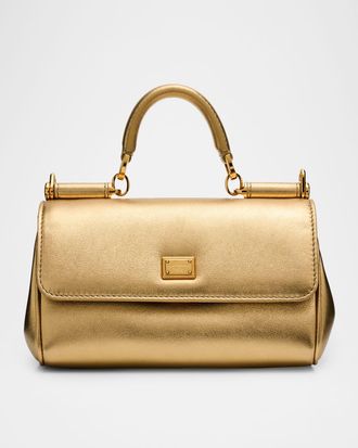 Dolce & Gabbana My Sicily Laminated Leather Top-Handle Bag