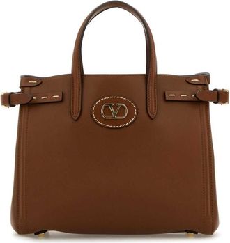 Valentino Garavani Brown Leather Antibes Shopping Bag