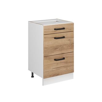 Vicco Mueble Bajo De Cocina R-line, Roble Dorado/blanco, 50 Cm Sin Encimera, Vicco