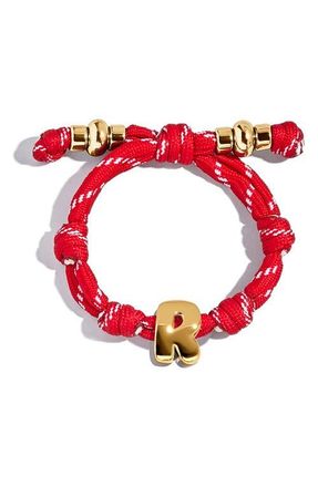 BaubleBar Knotty Initial Bracelet in Red R at Nordstrom