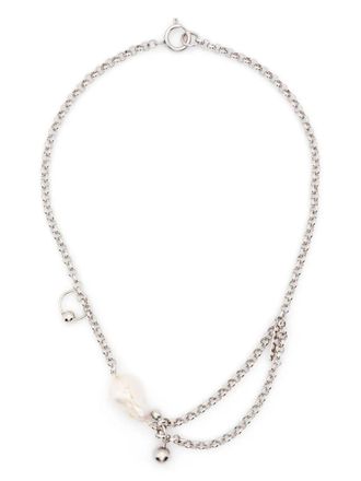 Justine Clenquet Lauren necklace - women - Palladium Plated Brass/Freshwater Pearl - One Size - Silver