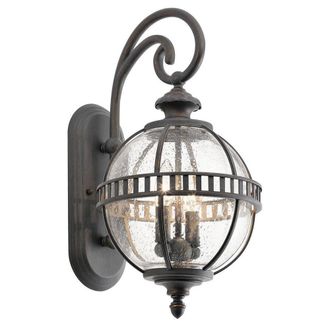 Netlighting Halleron 2 Light Outdoor Globe Wall Lantern Light Grey IP44 E14