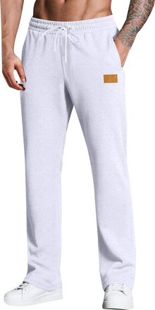 Generic White Track Gym Casual Jogger for Man Winter Fall Pleated Straight Leg Elastic Waist Basic Long Leg Pants Outfits Sweatpants Sweatshirt Man 2025 Cloth