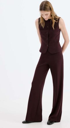 Mango Pantaloni dritti da abito a vita bassa bordeaux - Donna - XXL - MANGO