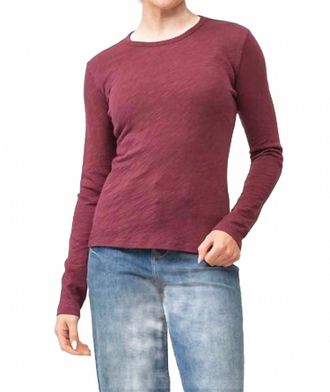Dear John Denim Nona Slub Long Sleeve Crew Neck Tee In Pomegranate