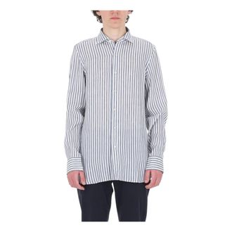 Finamore Casual Shirts - Heren - Casual Overhemden - Blauw - 2XL - Leer - Overhemden