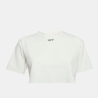 Off-white White Logo Rib Knit Crop Top