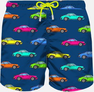 MC2 Saint Barth Man Light Fabric Swim Shorts With Cars Print