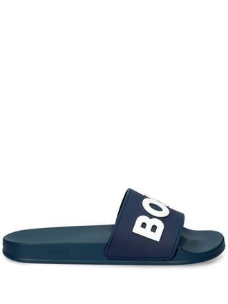 BOSS logo-patch slides - men - Thermoplastic Polyurethane (TPU)/Thermoplastic Polyurethane (TPU)/Thermoplastic Polyurethane (TPU) - 43 - Blue