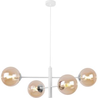 OEM L&aacute;mpara Colgante Vicenza Cromo Blanco 4 Pantallas Planas Miel E14