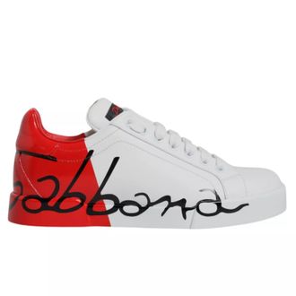 Dolce & Gabbana White Red Portofino Low Top Sneakers Mens Shoes (Pre-Owned)
