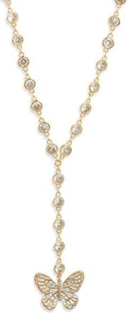 Vidakush Duotone Butterfly Pendant Y Necklace in Gold at Nordstrom, Size 14