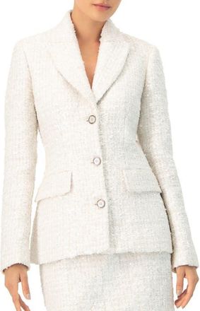 Ivonne Breasted Blazer with Three Buttons in Ivory at Nordstrom, Size 14