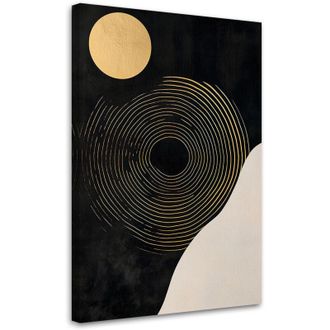 Artgeist Artgeist - Quadro su tela, Linee circolari Astratto Nero Oro Minimalismo - 70x100