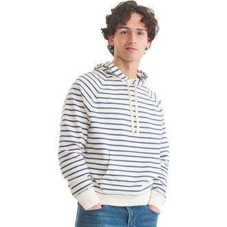 primary Unisex Fit Stripe Pullover Hoodie in Sunwashed Navy Ivory Stripe at Nordstrom, Size Xx-Large