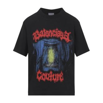 Balenciaga T-Shirts, female, Black, Size: S Medium Fit T-Shirt