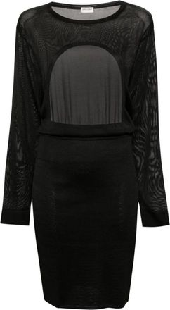 Saint Laurent Open-Back Gebreide Jurk - Dames - Kleedjes - Zwart - S - Kleedjes