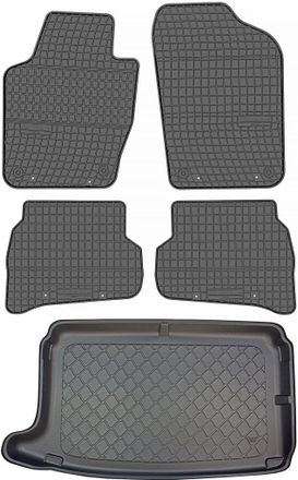 OEM Volkswagen Polo V 6r Hatchback De 05.2009 A 09.2017 Set - Alfombrillas De Goma Para Coche + Alfombrilla Para Maletero