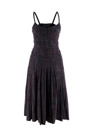 Bottega Veneta Wool Plaid Laced Back Dress Size XXS