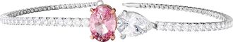 Diamond2Deal 925 Sterling Silver 3.9 Ct Pear & Oval Cut White Pink Lab Grown Diamond Bracelet 7
