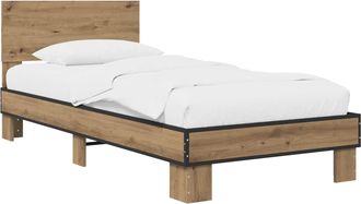 vidaXL Estructura De Cama Con Cabecero Roble Artisan 80 X 200 Cm Vidaxl