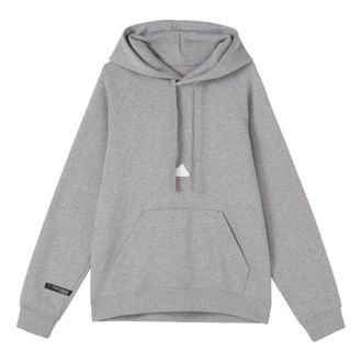adidas Mens adidas Solid Color Logo Hooded Loose Long Sleeves Gray HN1950