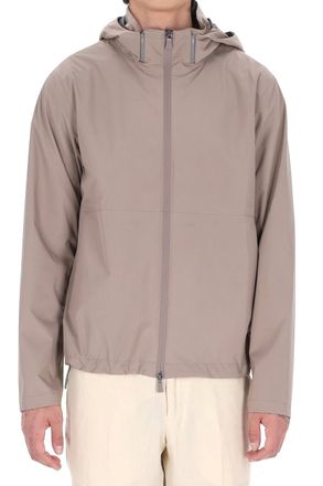 Herno Beige Waterproof Nylon Bomber Jacket