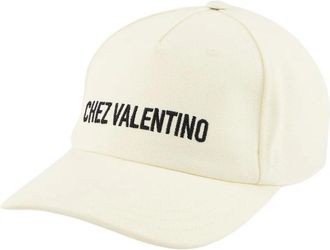 Valentino Garavani Ivoor Geborduurde Katoenen Baseballpet - Heren - Petten - Beige - 59 CM - Katoen - Accessoires