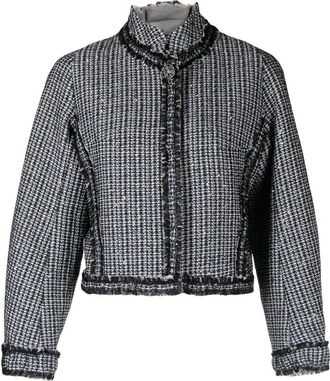 Shiatzy Chen tasselled-trim tweed jacket - women - Polyester/Viscose/Polyacrylic - 42 - Black