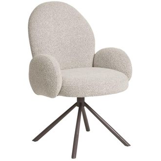 Moloo Silla de comedor giratoria 360&deg; en tela color arena