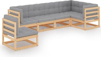 vidaXL Vidaxl - Muebles De Jard&iacute;n 6 Piezas Con Cojines De Madera De Pino Maciza