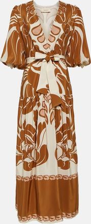 Adriana Degreas Printed puff-sleeve silk maxi dress