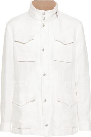 Eleventy linen field jacket - men - Linen/Flax - 58 - White