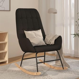 vidaXL Silla Mecedora De Tela Negra Vidaxl