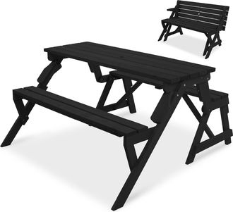 Best Choice Products 2-in-1 Outdoor Interchangeable Wooden Picnic Table/Garden Bench for w/ Umbrella Hole - Natural