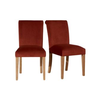 Robin des Bois Juego de 2 sillas de hevea y tela caramel cuivr&eacute;