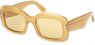 Tom Ford Venetia Light Brown Rectangular Ladies Sunglasses FT1218 39E 53